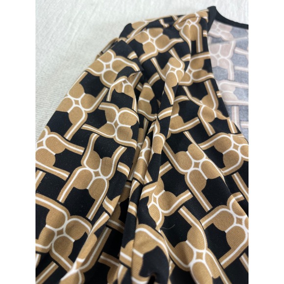 Women's Geometric‎ Wrap Midi Dress Short Puff Sleeves S Secretary 50's Church - Picture 13 of 13